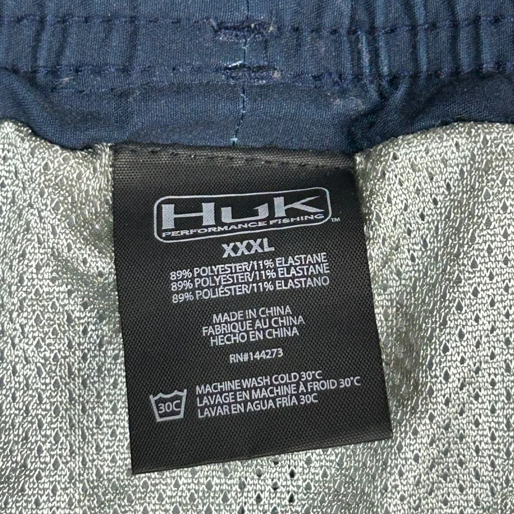 Huk Performance Fishing Swim Trunks Mens 3XL Navy Blue White Tie Dye H2000143